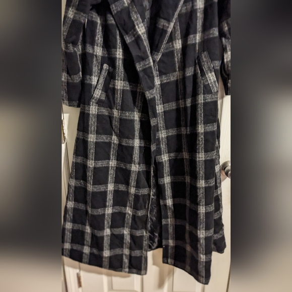 Order Plus Black White Overcoat M Windowpane Pattern Classic - Picture 3 of 5